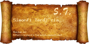 Simonfi Terézia névjegykártya
